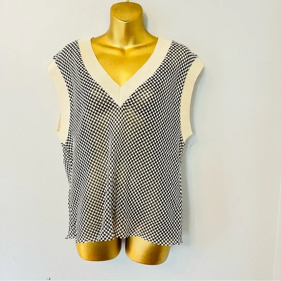 ZARA‎ checkered Knit Vest S Preppy Chic - Picture 2 of 5